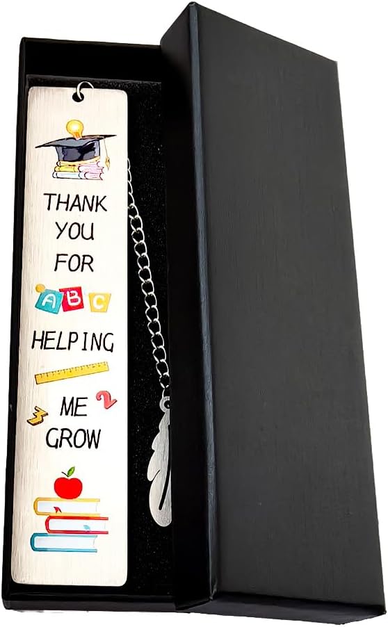 Funny Stainless Steel Bookmark with Chain,Book Marks for Teachers Book Lovers Friends Students Graduation Teacher Appreciation Bookmarks Thank You Gifts