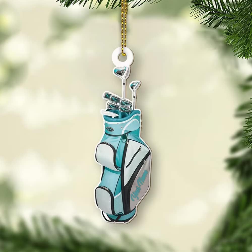 Personalized Golf Bag Ornament, Gift for Golf Lover, Ornament with Name, Gifts for Golf Lovers, Him, Her, Home Décor, Golfing Cart Christmas Ornament, Idea 4