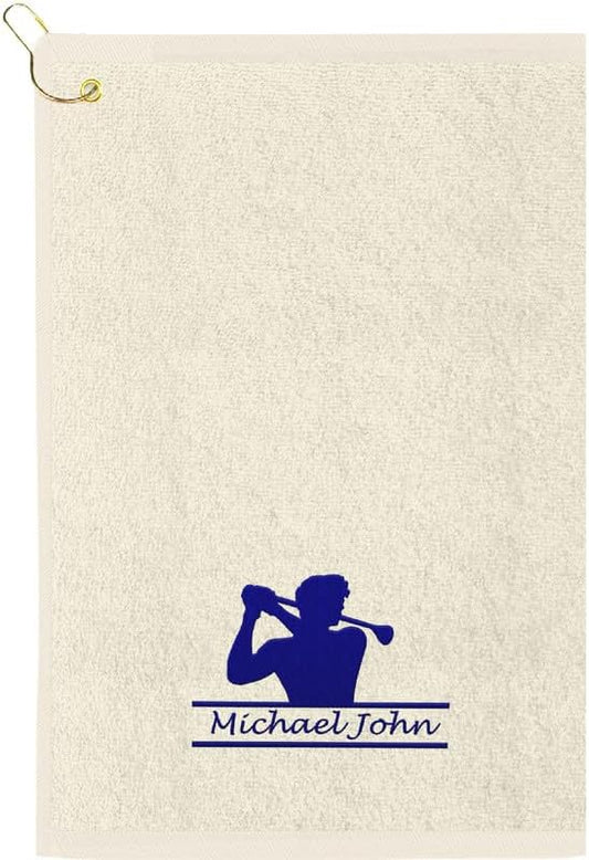 Personalized Passion Golf Towels with Corner Grommet - 16"x26" Customized Velour Cotton Golf Bag Towels with Name - Super Soft and Highly Absorbent - Quickly Remove Dirt and Sweat - Beige