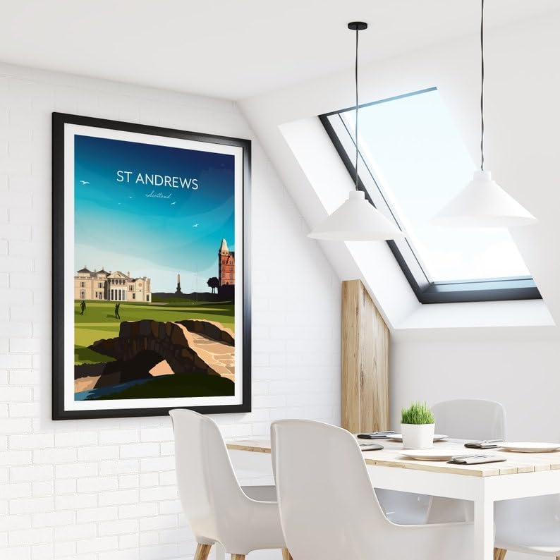 Nationcog Golf Print of St Andrews 18th Hole - Scotland, St Andrews Golf Poster, Vintage Golf Travel Poster, Scotland Golf Course Art, Golf Course Wall Art, St Andrews Print (Unframed) (27x40)