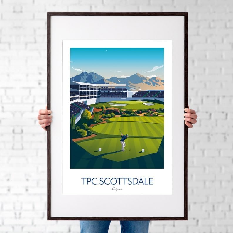 Nationcog TPC Scottsdale Golf Print Arizona - WM Phoenix Open - Stadium Course 16th Hole; TPC Scottsdale Golf Poster; Scottsdale Golf Course Art; Arizona Golf Artwork (Unframed) (16x24)