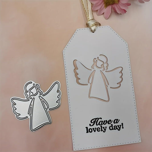 Lapoo Cutting Die for Scrapbooking, 3D Backgrounds Frame New Cutting Dies DIY Album Card Making Decor Paper Craft Metal Die Cuts Party Decorations (Angel 2 x 1.8 in)