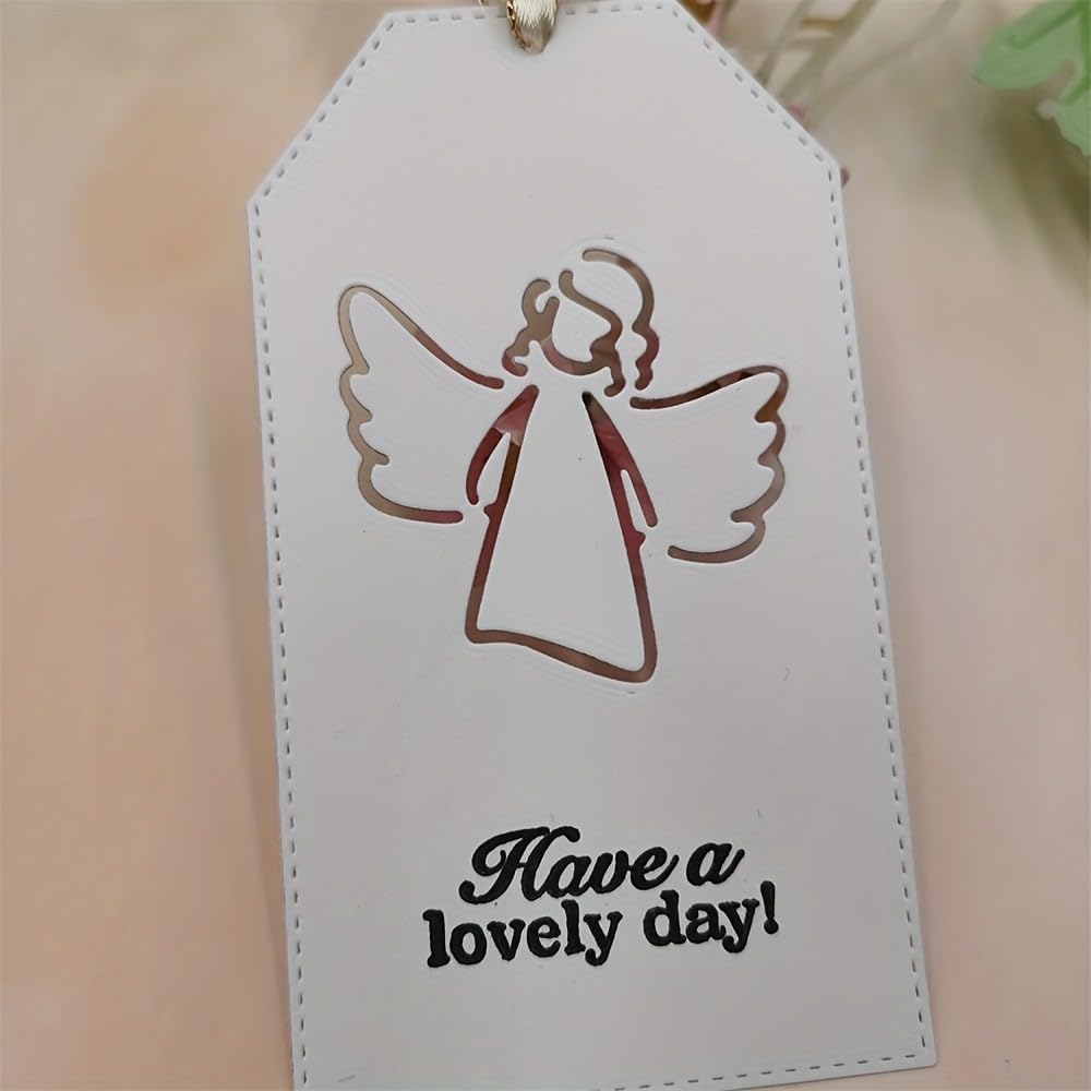 Lapoo Cutting Die for Scrapbooking, 3D Backgrounds Frame New Cutting Dies DIY Album Card Making Decor Paper Craft Metal Die Cuts Party Decorations (Angel 2 x 1.8 in)