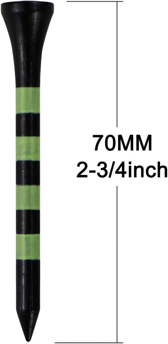 Wooden Golf Tees 3-1/4", 2-3/4", 2-1/8", 1-1/2" Available, 100 Count (Natural Color, White, Black, Blue, Red, Green, Yellow, Pink, Orange)