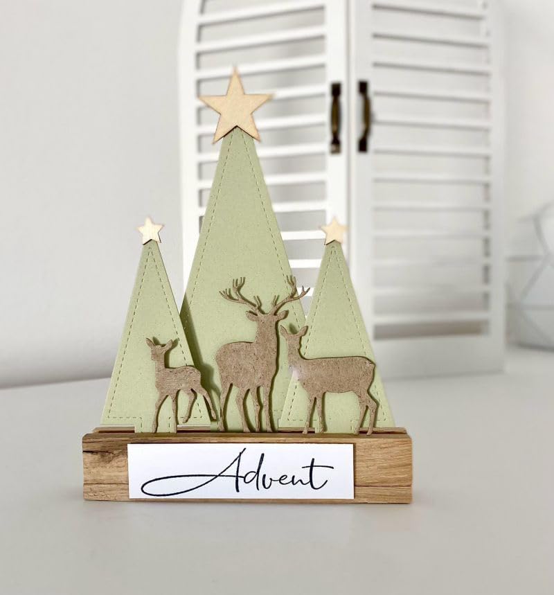 Lapoo Metal Cutting Die for Scrapbooking, 3D Backgrounds Frame New Cutting Dies DIY Album Card Making Decor Paper Metal Die Cuts Party Wedding Decorations (Three Deer 4.1 x 3.5 in)