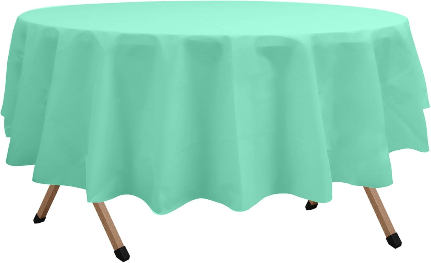 2 Pack Fresh Mint Premium Plastic Tablecloth Round 84 Inches Reusable Mint Green Decorative Table Cover for Dining, Wedding, Party, Indoor and Outdoor use