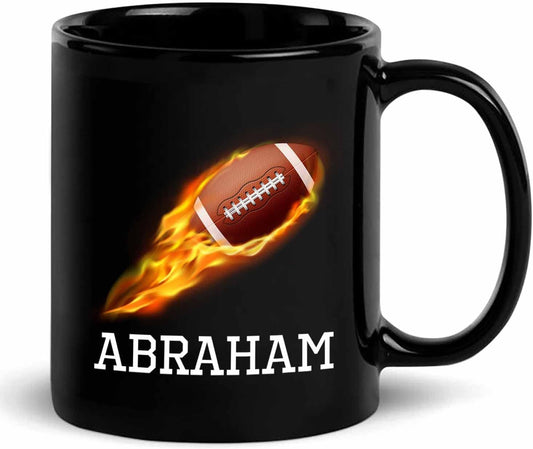 Personalized Choose Name Football Coffee Cup Gifts For Men Women Football Lovers, Customized Football Sport Black Ceramic Mug 11 Oz 15 Oz, American Football Coffee Mugs, American Football Player Mug