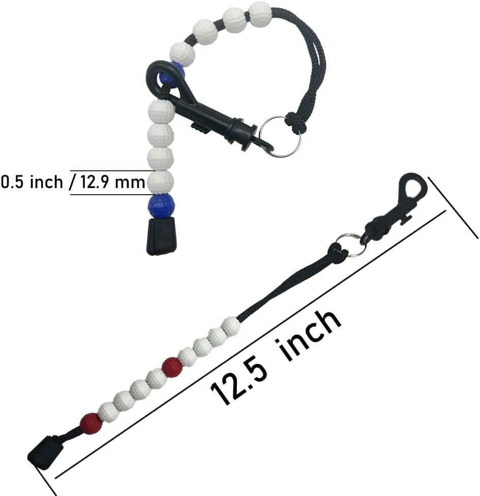 Golf Stroke Counter, 4 Pack Golf Beads Score Counter with Clip for Referee Caddy Golfer