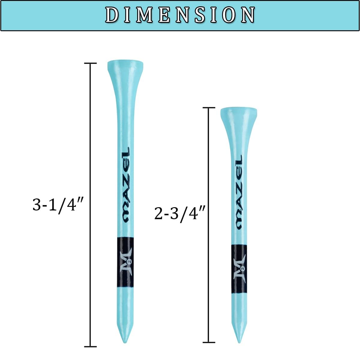 MAZEL Natural Wood/Bamboo Golf Tees 2 3/4 Inch & 3 1/4 Inch,Pack 50 or 120,Reduce Friction & Side Spin,More Stable Golf Tees