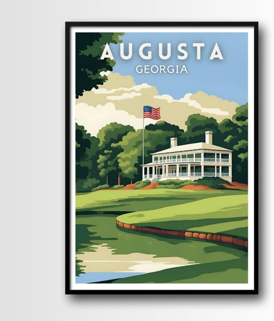 Nationcog Augusta Georgia Golf Poster, Vintage Travel Wall Art Print, Retro Southern Golf Landscape Decor, Classic Artwork Gift for Men or Golf Enthusiasts (Unframed) (11x14)