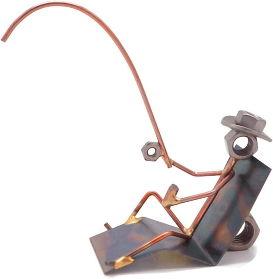 Lazy Fisherman Collectible Handmade Metal Art Figurine, Desk Accessories, Trophy, Boss Gift, Office Décor, Outdoor Sports, Fishing