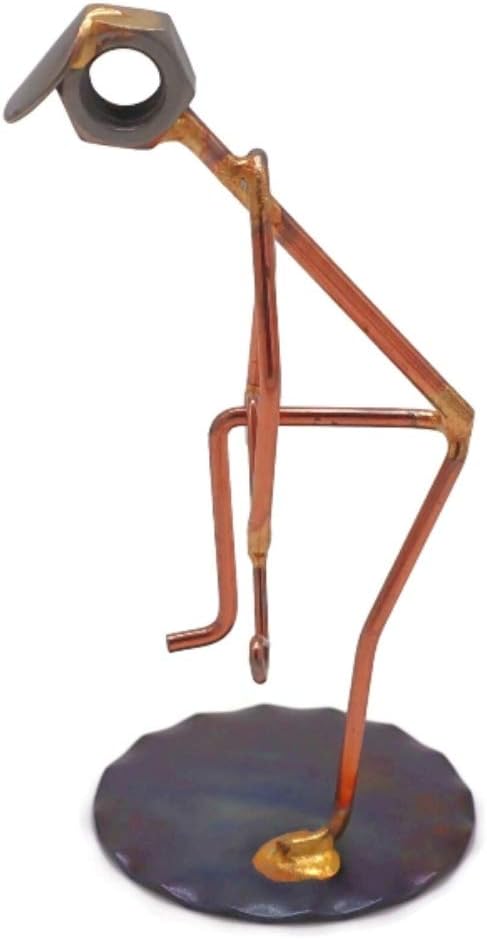 Golfer Breaking Clubs Collectible Handmade Metal Art Figurine, Desk Accessories, Trophy, Boss Gift, Office Décor, Business Professional, Golfing