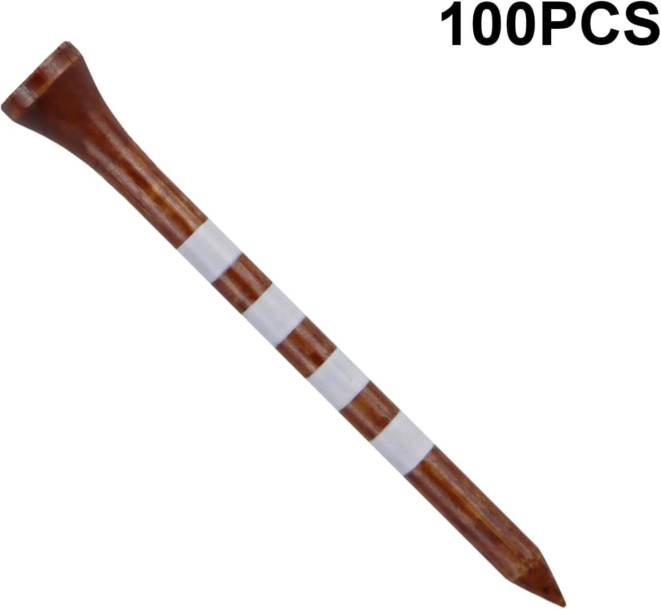 Wooden Golf Tees 3-1/4", 2-3/4", 2-1/8", 1-1/2" Available, 100 Count (Natural Color, White, Black, Blue, Red, Green, Yellow, Pink, Orange)