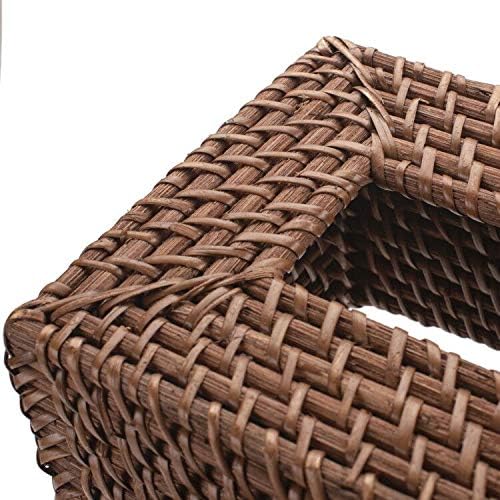 Rattan Tissue Box Cover Natural Woven Facial Napkin Holder Square (Honey Brown, 5.5x5.5x5.9 Inch)