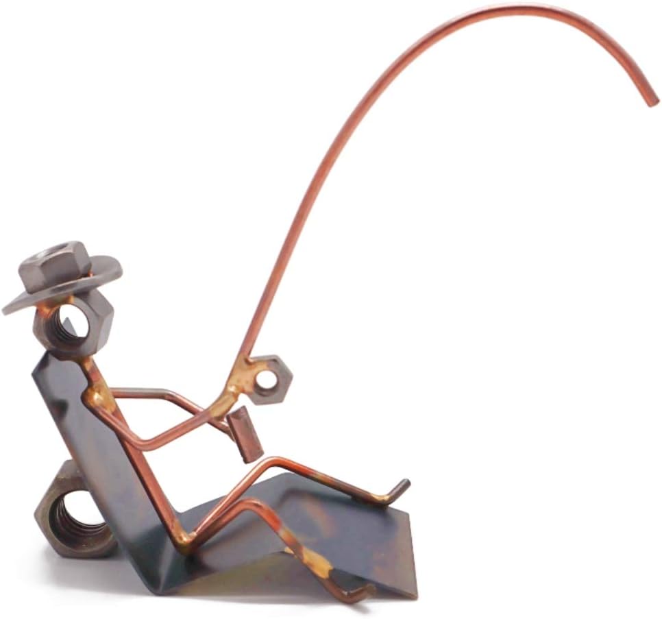 Lazy Fisherman Collectible Handmade Metal Art Figurine, Desk Accessories, Trophy, Boss Gift, Office Décor, Outdoor Sports, Fishing