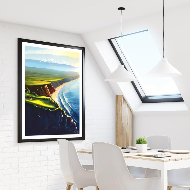 Nationcog Cabot Cliffs Golf Print, 16th Hole - Cape Breton, Canada Golf Poster, Cabot Cliffs Golf Poster, Nova Scotia Golf Course Art, Scenic Coastal Golf Print (Unframed) (9x11)