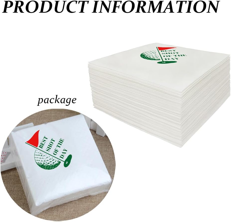 Golf Themed Bachelor Party Cocktail Napkins 50Pcs Best Shot Of The Day Paper Disposable Napkins For Masters Golf Lover Party Table Decorations 5 x 5 2-ply (Best Shot Of The Day)