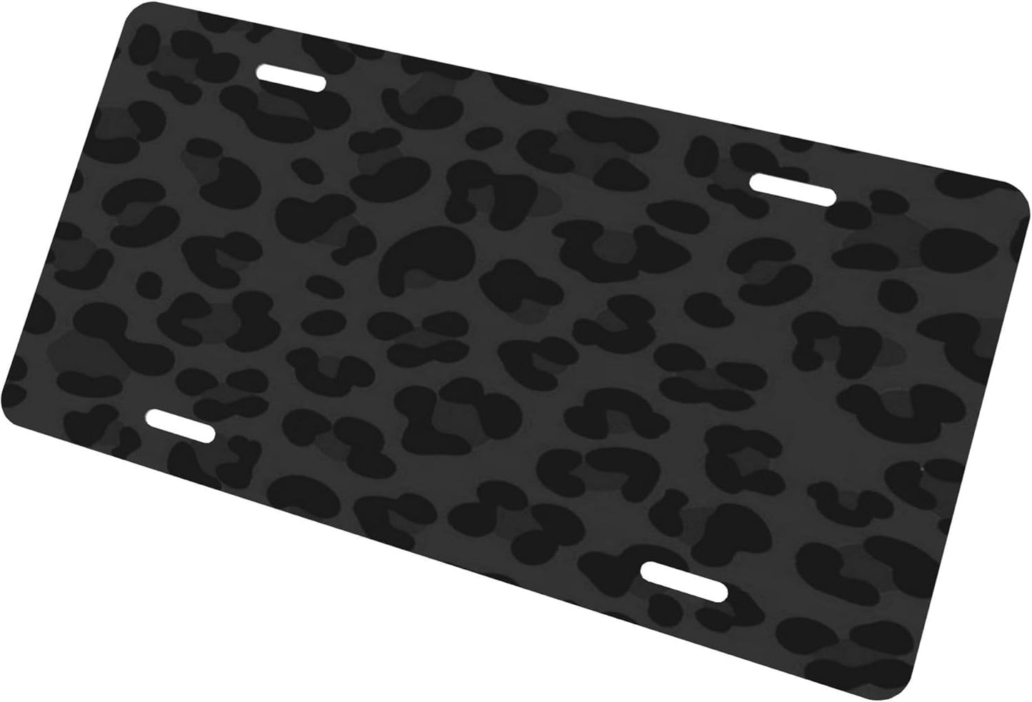 Leopard Cheetah Black License Plate Funny Aluminum Front License Plates Decorative Waterproof Rust-Free Metal Car Plate Covers for Women Men Car Tag Accessories fit Truck SUV Rv 12 X 6 in