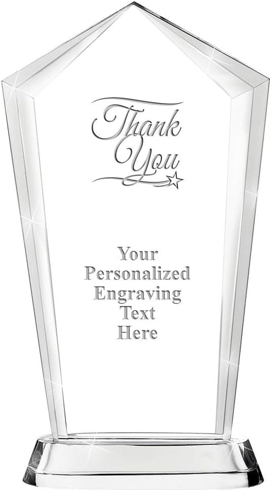 Crown Awards Customizable Crystal Trophy, 12.20" Engraved Skyscraper Crystal Award