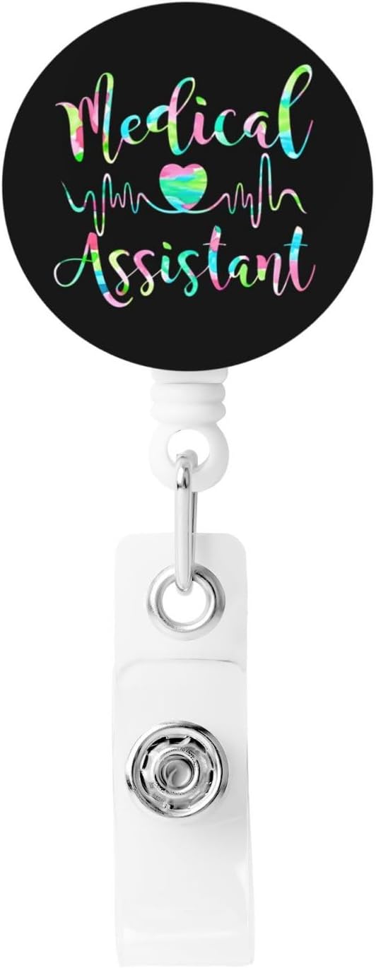 Medical Assistant Badge Reels Retractable Badge Holder with Clip for Id Name Tag Office Worker Student Teacher Nurse Doctor