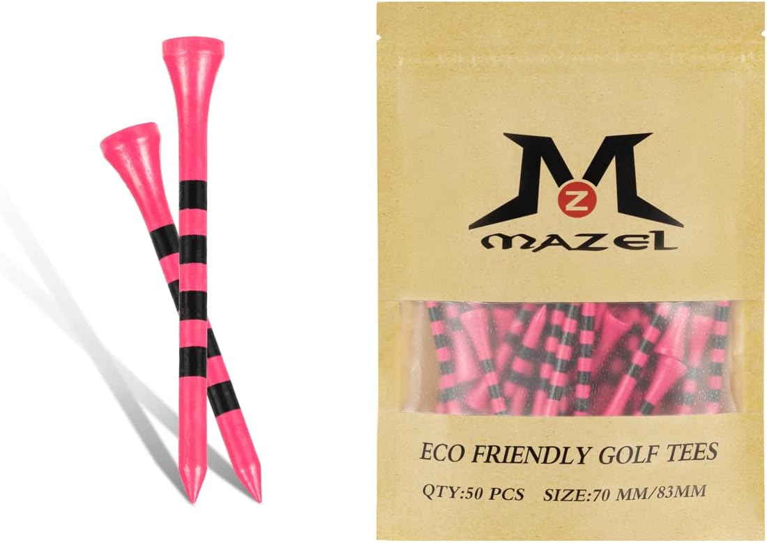 MAZEL Natural Wood/Bamboo Golf Tees 2 3/4 Inch & 3 1/4 Inch,Pack 50 or 120,Reduce Friction & Side Spin,More Stable Golf Tees