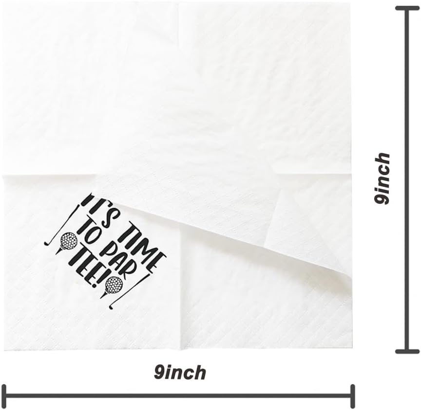 SharkBliss Golf Cocktail Napkins, It's Time To Par Tee Disposable Paper Cocktail Beverage Napkins for Golf Theme Party Table Decor 2-Ply, 5x5" (50, It's Time To Par Tee)