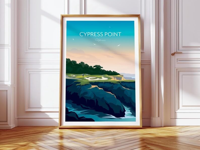 Nationcog Golf Print of Cypress Point Club - California, USA, Cypress Point Golf Course Poster, California Golf Art, Pebble Beach Golf Print, Scenic Golf Landscape (Unframed) (27x40)