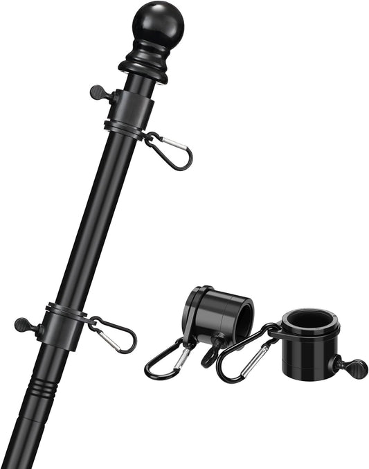 COCONUT Flag Pole for House, 5FT Black Stainless Steel Wall Mount Flagpole Suitable for 3x5 American Flags, Perfect for Yard Truck Porch Boat (Flag Pole Only)