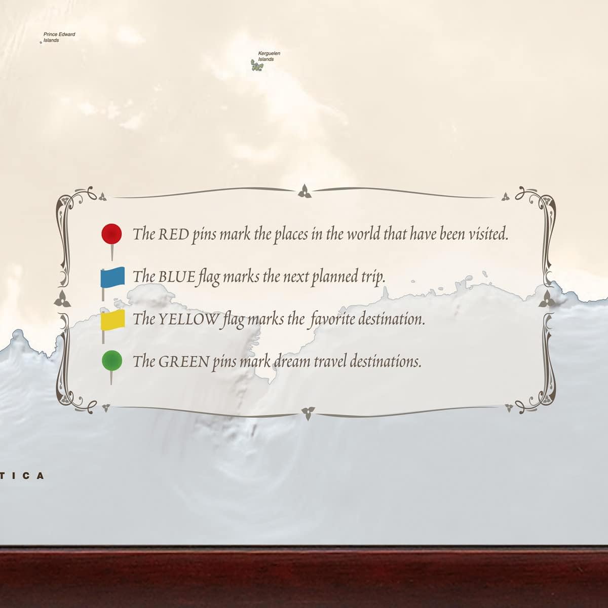 Map Your Travels World Travel Map Framed- 33 inches x 21 inches