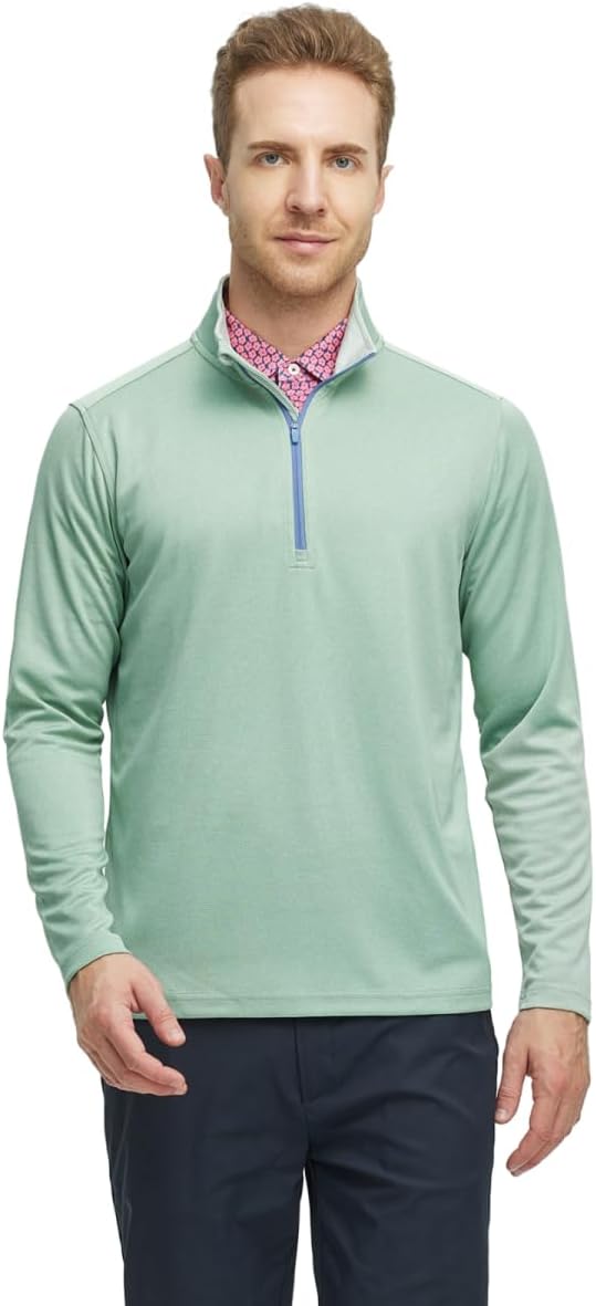 M MAELREG Quarter Zip Golf Pullover Men Dry Fit Long Sleeve Performance Wicking Mock Neck 1/4 Zip Pullover Mens Sweatshirt