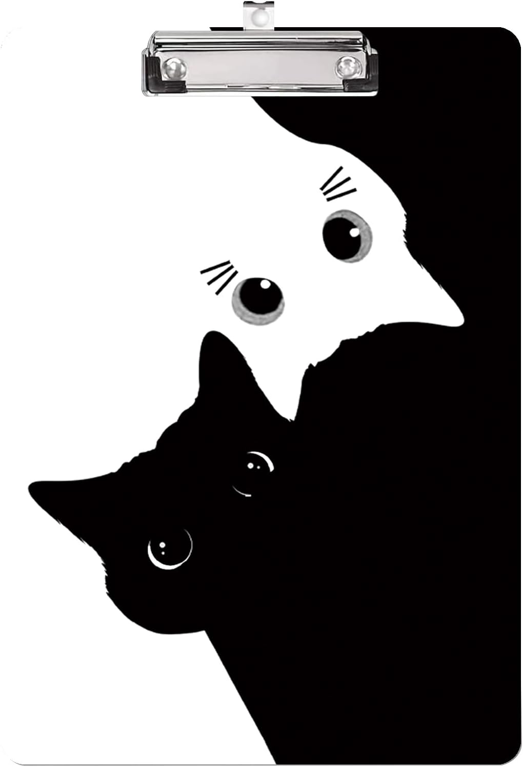 Clipboard Decorative,Clipboard Cute,A4 Letter Size Clip Board Pattern with Low Profile Clip,Paperboard for Office School Supplies Black and White Cat