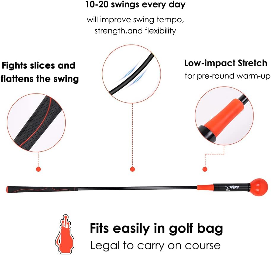 Golf Swing Trainer Aid 48"/40" Warm-Up Stick for Strength Flexibility Tempo Training Golf Practice Aid with Weighted Head Swing Corrector for Men Women