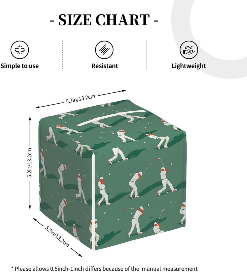 Square Leather Tissue Box Cover, Waterproof Napkin Dispenser with Golf Player Print, Tissue Holder for Bathroom, Living Room, Bedroom, Office, and Car Decor