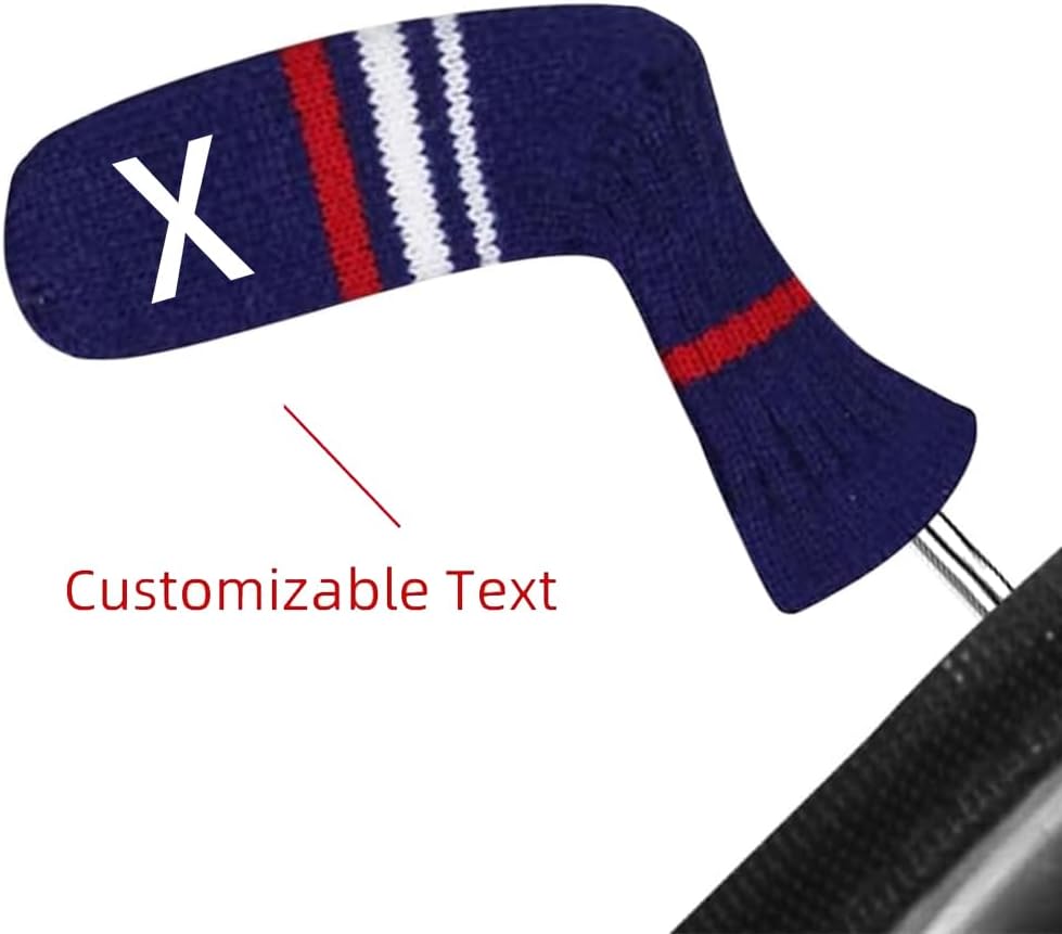Scott Edward 1/7/10 Pcs Knitted Golf Club Head Covers for Irons Wedge Cuteness and Basically Socks Shape Washable Golf Club Head Protector on Red/Blue Warning Style