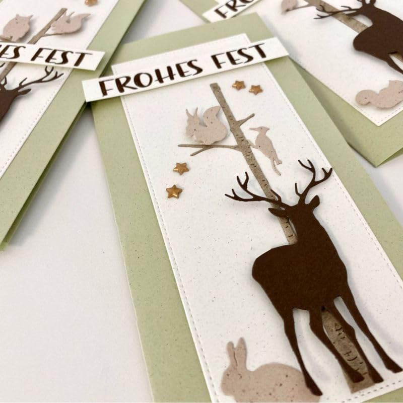 Lapoo Metal Cutting Die for Scrapbooking, 3D Backgrounds Frame New Cutting Dies DIY Album Card Making Decor Paper Metal Die Cuts Party Wedding Decorations (Three Deer 4.1 x 3.5 in)