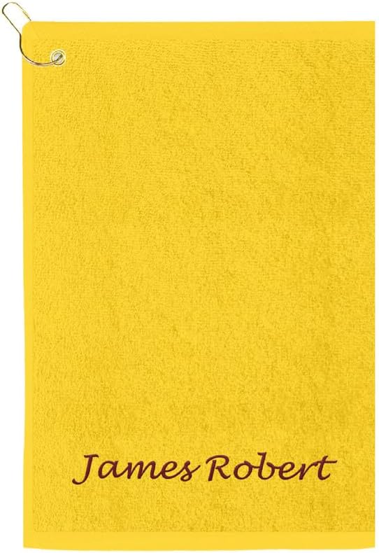 Personalized Passion Golf Towels with Corner Grommet - 16"x26" Customized Velour Cotton Golf Bag Towels with Name - Super Soft and Highly Absorbent - Quickly Remove Dirt and Sweat - Gold