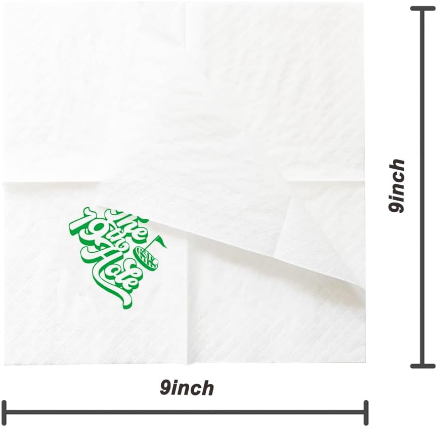 SharkBliss Golf Cocktail Napkins, The 19th Hole Birthday Disposable Paper Cocktail Beverage Napkins for Golf Theme 19th Birthday Party Table Decor 2-Ply, 5x5" (50, The 19th Hole)