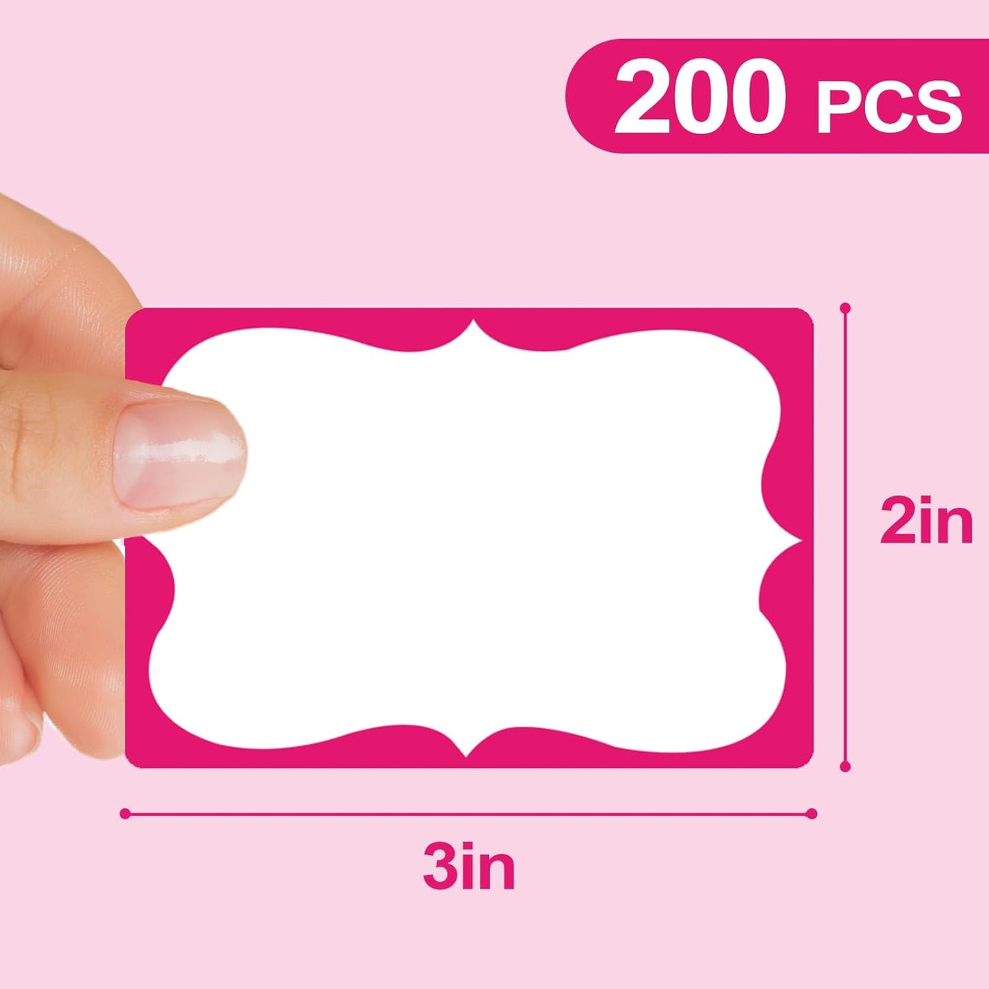 Pink Name Tags,2"x 3" Name Tag Stickers with Pink Border 200 Pcs Adhesive Name Tags Sticker Name Badges Labels for Valentine, School, Office, Home, Party, Conferences