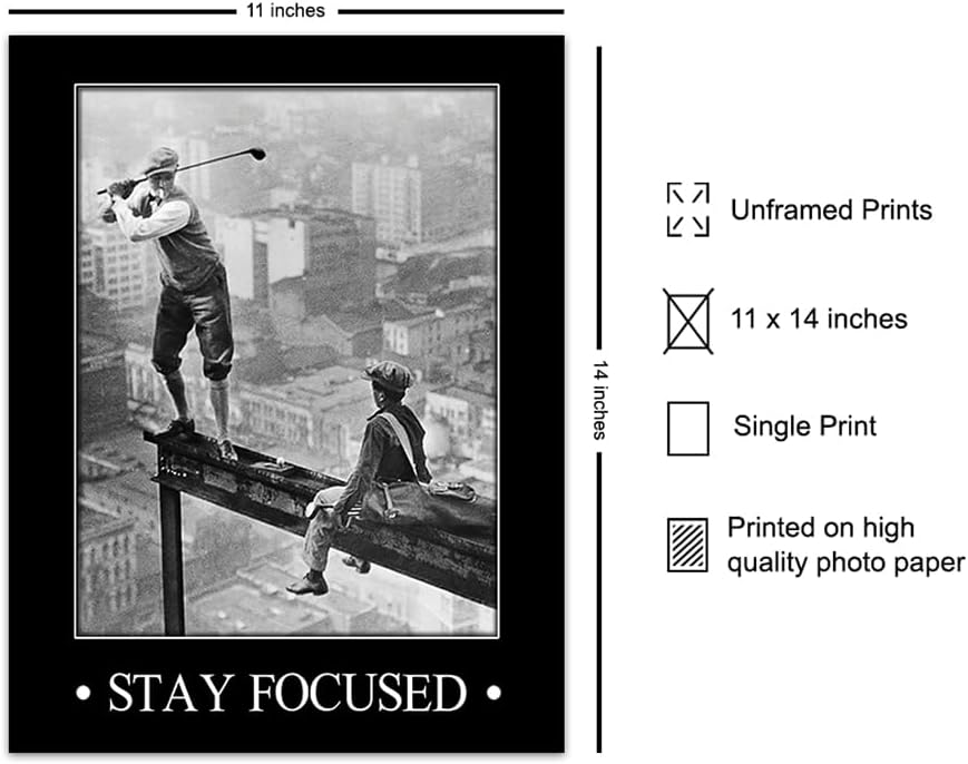 Vintage Golf Wall Art LARGE 11x14 - Inspirational Motivational Poster - Man cave, Game Room, Den Home Office Decor - positive Quotes, Funny Sayings - Masculine Wall Art Photo Print - Personal Growth