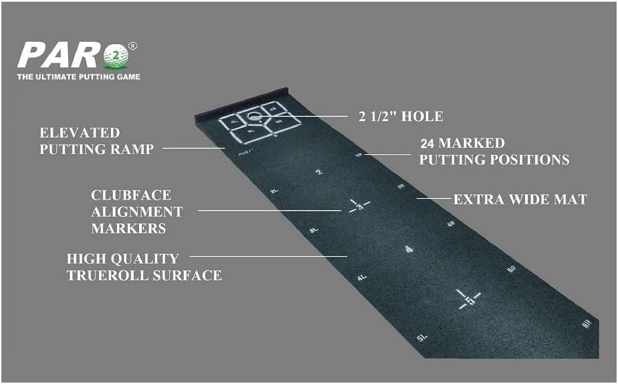PAR2 - Putting Game and Practice Mat - Play Golf Anytime, Rain or Shine. Play at Home, Office, BBQ or Tailgate Party. Plays Like a Real Round of Golf, Just Have Fun Playing PAR2 to Improve Your Game