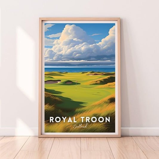 Nationcog Royal Troon Golf Poster, Vintage Scotland Travel Wall Art Print, Retro Golf Links Artwork, Classic Sports Decor Gift for Enthusiasts (Unframed) (11x14)