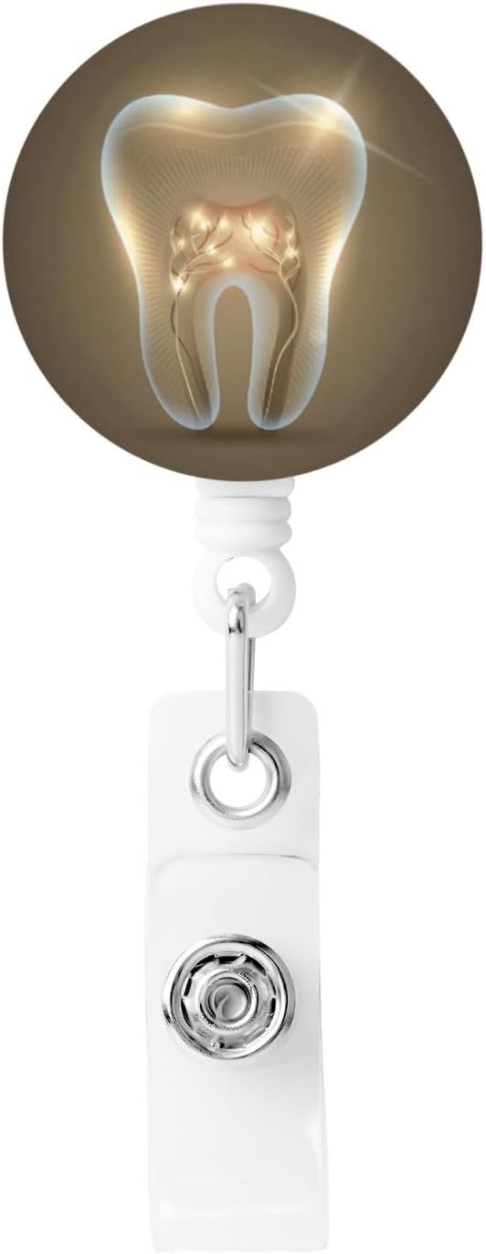 Tooth Dentistry Dental Dentist Badge Reels Retractable Badge Holder with Clip for Id Name Tag Office Worker Student Teacher Nurse Doctor