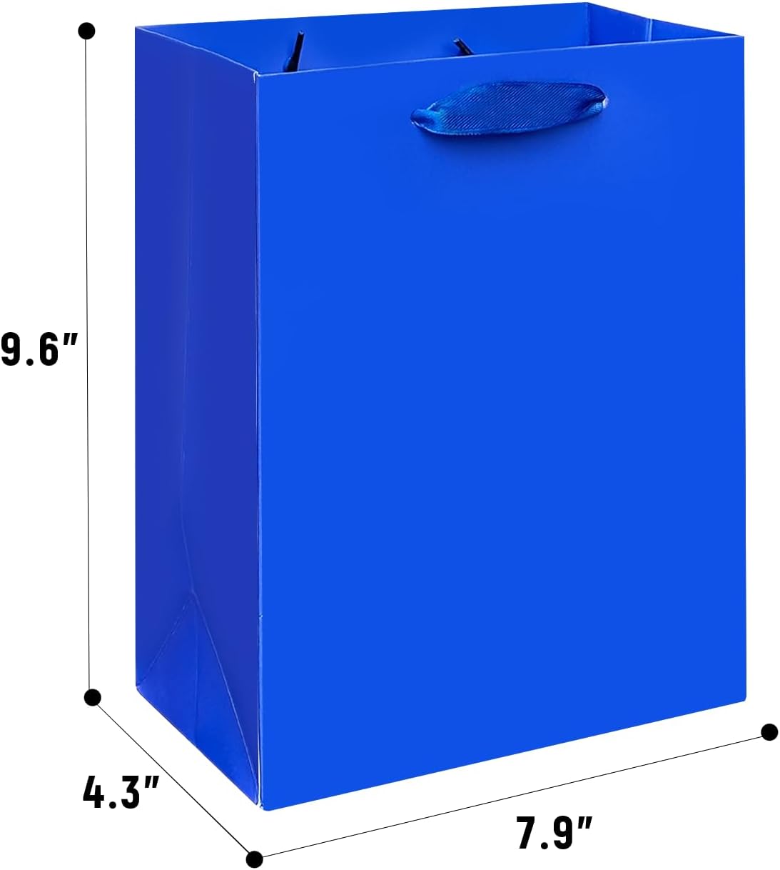 Gcardist Dark Blue Gift Bags with Tissue Paper for Wedding, Birthday, Party Supplies-7.9"x4.3"x9.6" Medium Size Cardboard Gift Bags（5pcs Bags +10pcs Tissue Paper ）