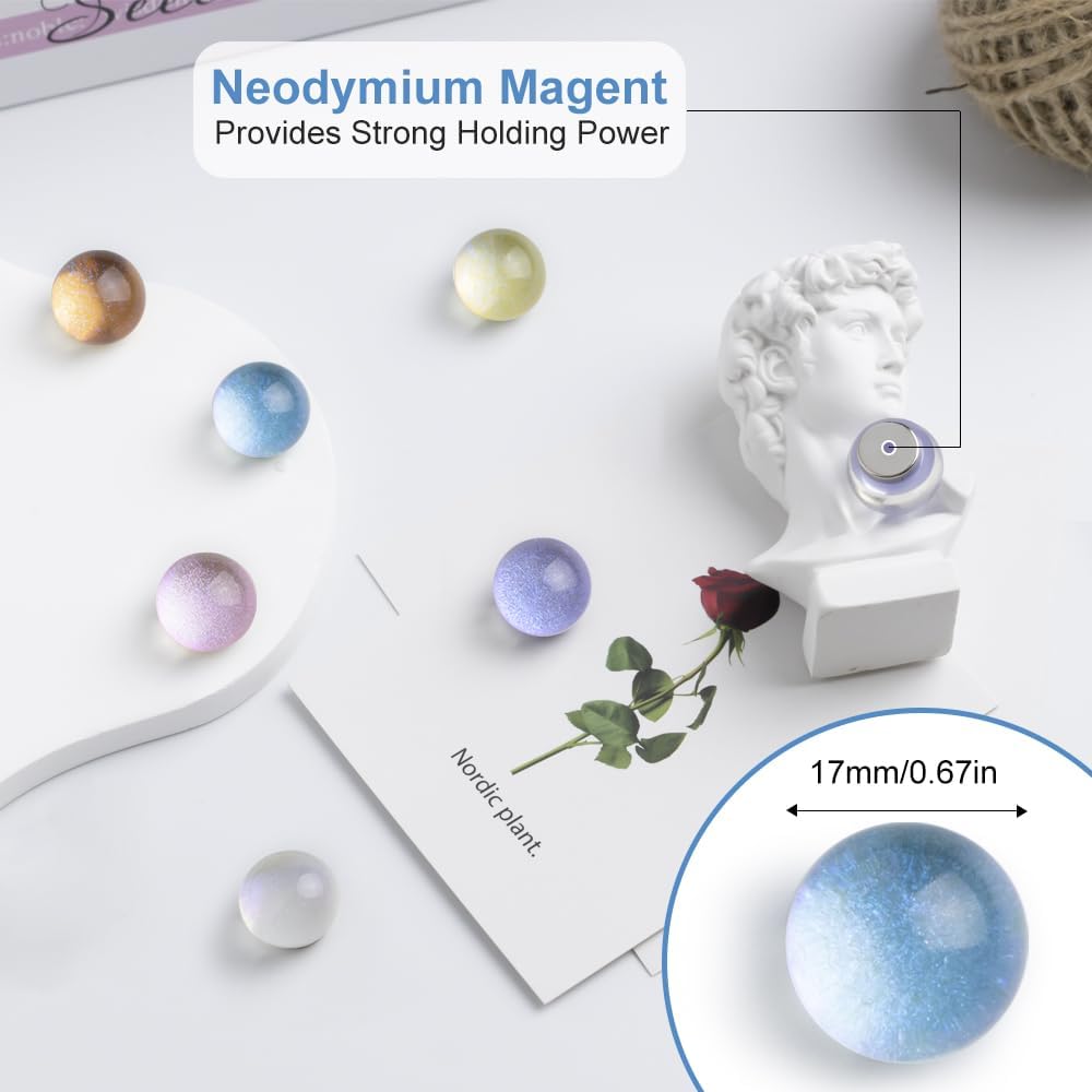 rhinocats 12Pcs Fridge Magnets, Locker Decor,Colorful Decorative Sparkling hemispheric Refrigerator Magnets, Cute Strong Whiteboard Magnets for Kitchen Office