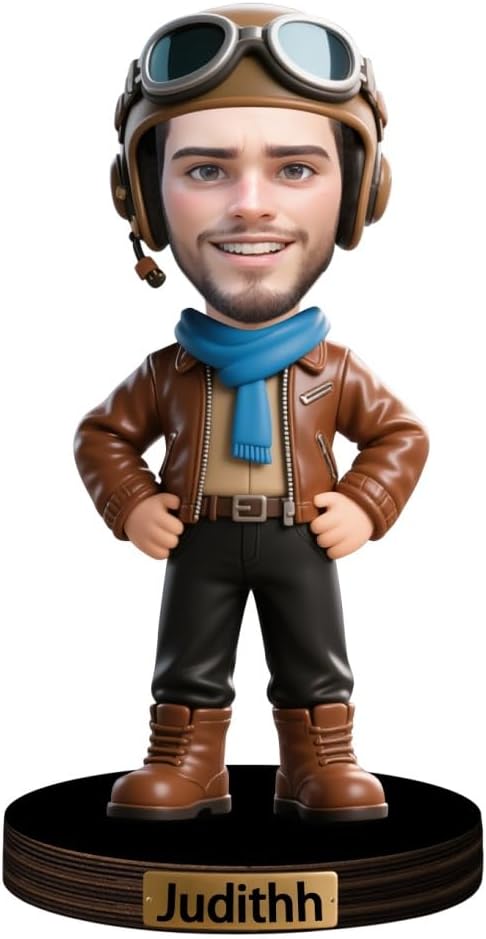 Personalized Cartoon Pilot Figurine Sign Custom Pilots Portrait Desk Decor Plaque Pilots Caricature Name Plaque Gifts for Christmas Birthday Anniversary,03