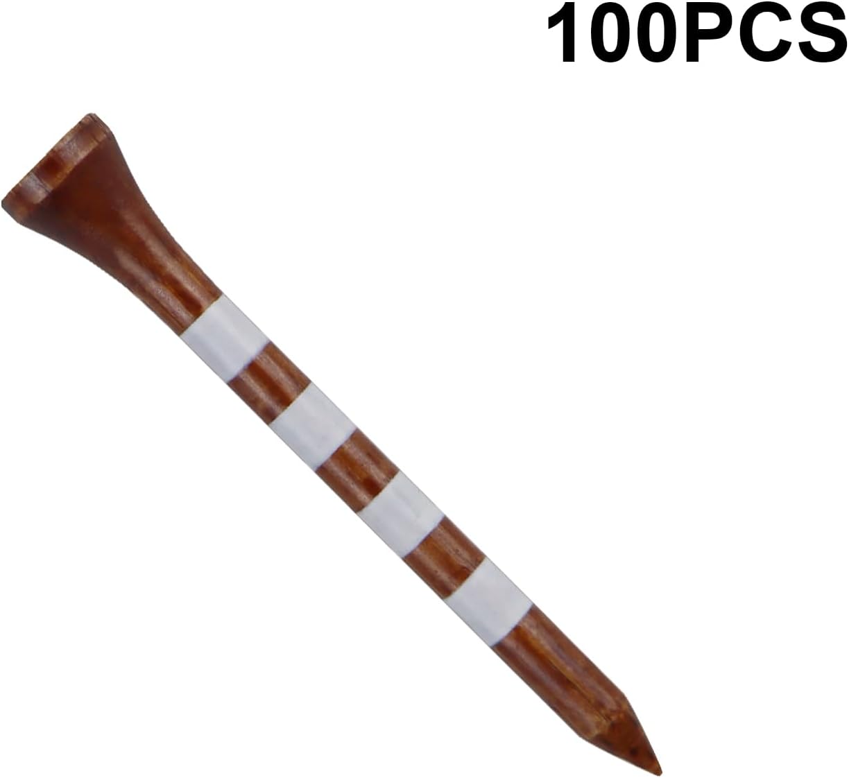 Wooden Golf Tees 3-1/4", 2-3/4", 2-1/8", 1-1/2" Available, 100 Count (Natural Color, White, Black, Blue, Red, Green, Yellow, Pink, Orange)