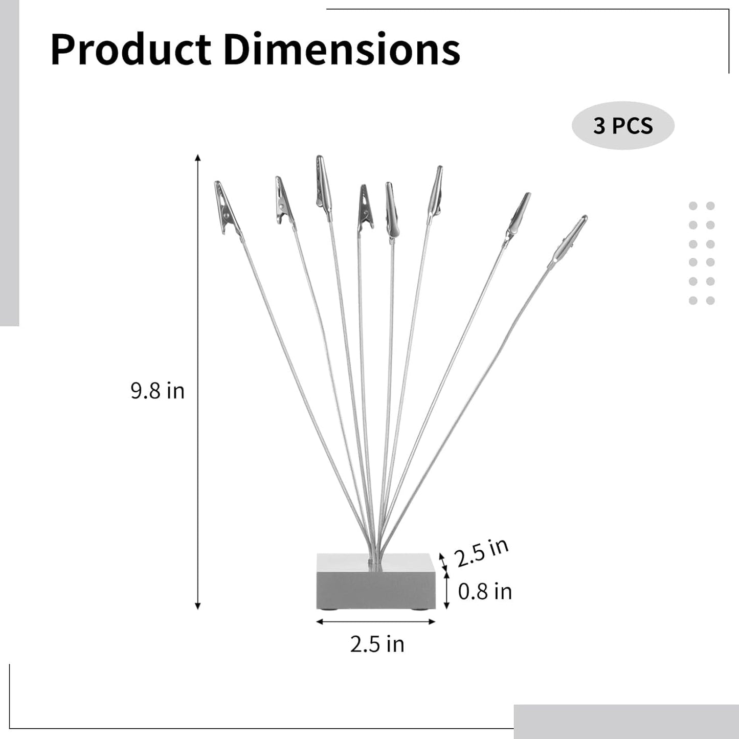 3 Pcs Photo Tree Holder with Clips, 8-Branch Gift Card Clip Holders, Multi-Head Metal Desk Card Display Stands, Table Number Holders, Ideal for Pictures, Notes, and Wedding Party Decorations