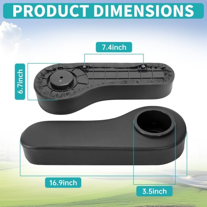 ECOTRIC Golf Cart Rear Seat Arm Rest with Universal Cup Drink Holders Set Compatible with EZGO Club Car Yamaha Pair No Drilling Required