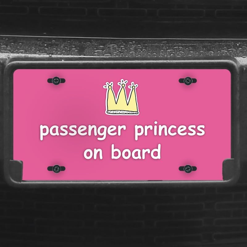 Unique Vanity License Plates | 16 Individual Designs | 3 Sizes (Automobile, Golf Cart, Motorcycle/Bike) | Made in U.S.A. | Custom Car Tags (Passenger Princess, Motorcycle/Bike (6" x 3"))