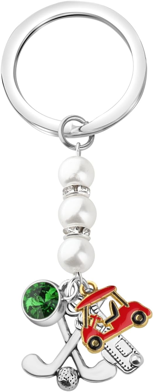 BEKECH Golf Charms Keychain Purse Charms Key Ring Golfers Players Coaches Athletes Sports Golfing Jewelry Golf Lover Gifts